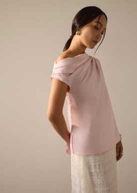 Coleen Poplin Drape Asymmetric Top