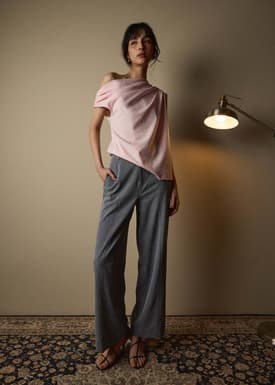 Coleen Poplin Drape Asymmetric Top