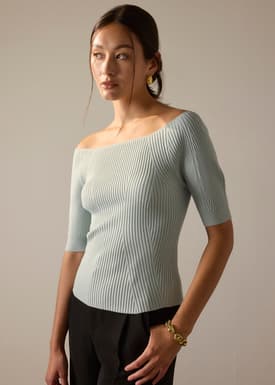 Kyo Ribbed Knit Fitted Top