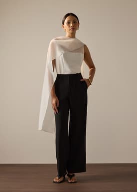 Andrea Multi-way Detachable Sash Crepe Round Neck Top