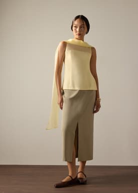 Andrea Multi-way Detachable Sash Crepe Round Neck Top