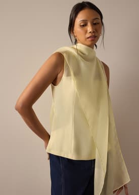 Andrea Multi-way Detachable Sash Crepe Round Neck Top