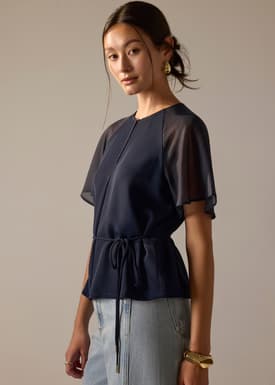 Gela Crepe Top With Sash