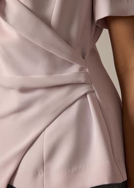 Karyssa Crepe Drape V-neck Blazer Top