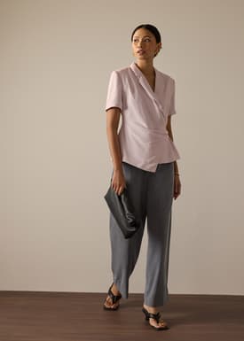 Karyssa Crepe Drape V-neck Blazer Top