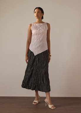 Joanne Crinkled Pleats Asymmetric Hem Top