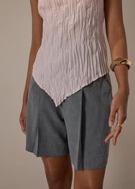 Joanne Crinkled Pleats Asymmetric Hem Top