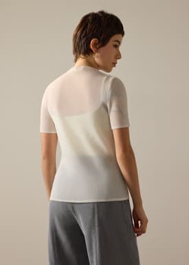 Praveena Plisse Mock Neck Fitted Top