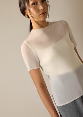 Praveena Plisse Mock Neck Fitted Top