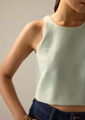 Carla Round Neck Crop Shell Top