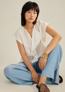 Keiko Cotton Draped Panel Top