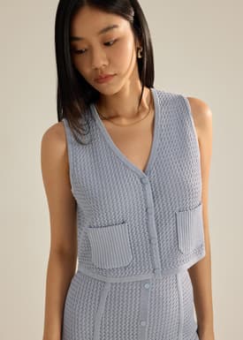 Samia Waffle Knit Crop Vest Top