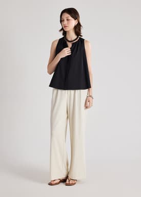 Hikari Poplin Button Down Shell Top
