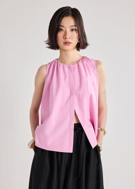 Hikari Poplin Button Down Shell Top