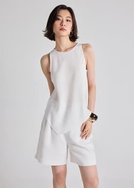 Fai Premium Linen Asymmetric Hem Top