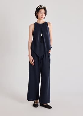 Fai Premium Linen Asymmetric Hem Top