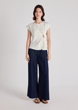 Alina Satin Top With Brooch