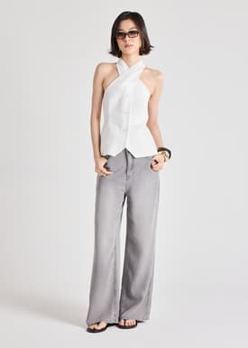 Akira Premium Linen Halter Top