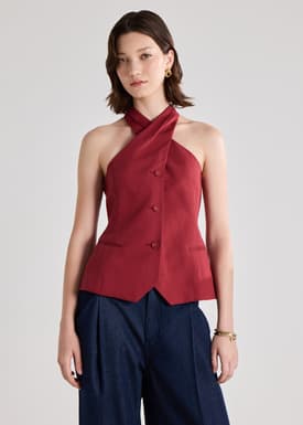 Akira Premium Linen Halter Top