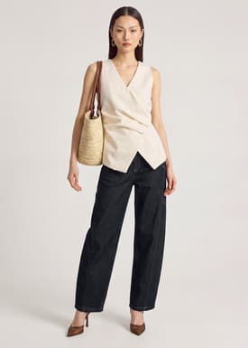 Crepe Draped Pleat Top