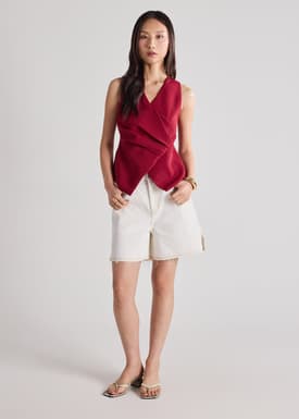 Crepe Draped Pleat Top