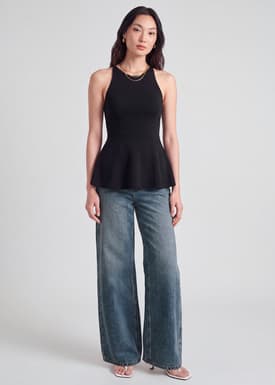 Knit Halter Peplum Top