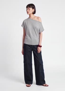 Soft Knit Asymmetric Batwing Top