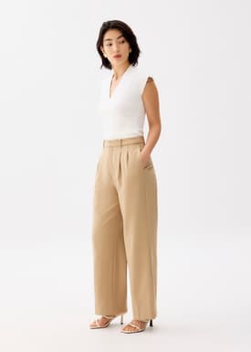 Lana Relaxed Melange Tailored Pants