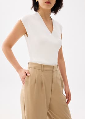 Lana Relaxed Melange Tailored Pants
