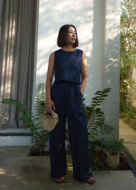 Devika Linen Tailored Wide Leg Pants