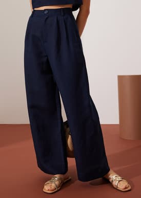 Devika Linen Tailored Wide Leg Pants