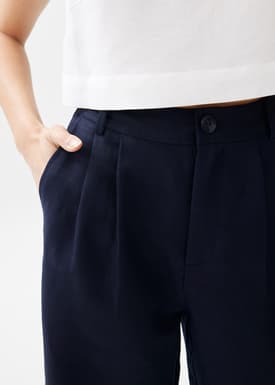 Devika Linen Tailored Wide Leg Pants