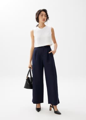 Devika Linen Tailored Wide Leg Pants