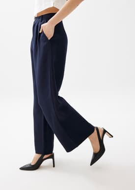Devika Linen Tailored Wide Leg Pants