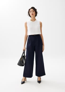 Devika Linen Tailored Wide Leg Pants