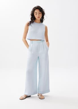Devika Linen Tailored Wide Leg Pants