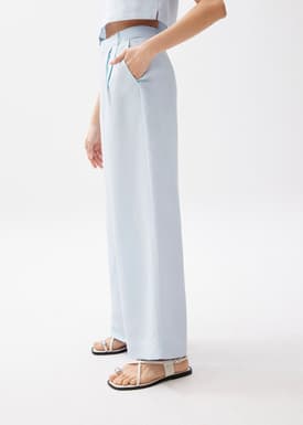 Devika Linen Tailored Wide Leg Pants