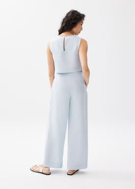 Devika Linen Tailored Wide Leg Pants