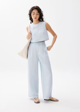 Devika Linen Tailored Wide Leg Pants
