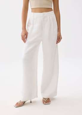 Devika Linen Tailored Wide Leg Pants