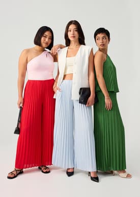 Leggy™ Wei Elastic Sunray Pleated Palazzo Pants