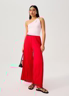 Leggy™ Wei Elastic Sunray Pleated Palazzo Pants