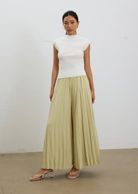 Leggy™ Wei Elastic Sunray Pleated Palazzo Pants
