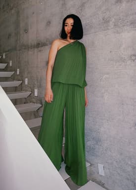 Leggy™ Wei Elastic Sunray Pleated Palazzo Pants