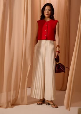 Leggy™ Wei Elastic Sunray Pleated Palazzo Pants