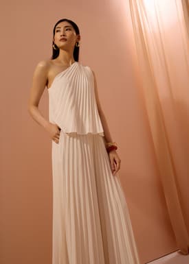 Leggy™ Wei Elastic Sunray Pleated Palazzo Pants