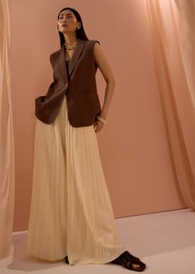 Leggy™ Wei Elastic Sunray Pleated Palazzo Pants