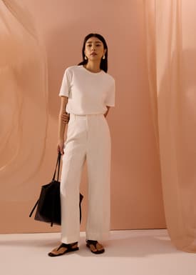 PETITE Leggy™ Seva Textured Super High Waist Straight Leg Pants