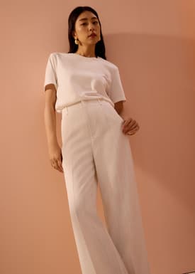 PETITE Leggy™ Seva Textured Super High Waist Straight Leg Pants