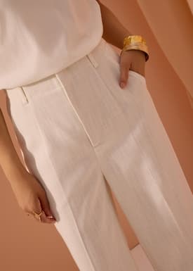 PETITE Leggy™ Seva Textured Super High Waist Straight Leg Pants